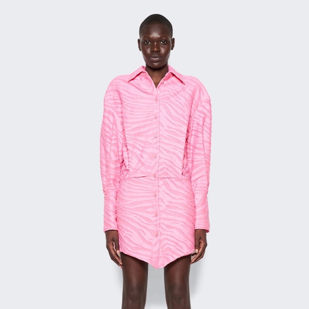 THE ATTICO Silvye mini dress in geranium pink zebra NEW!